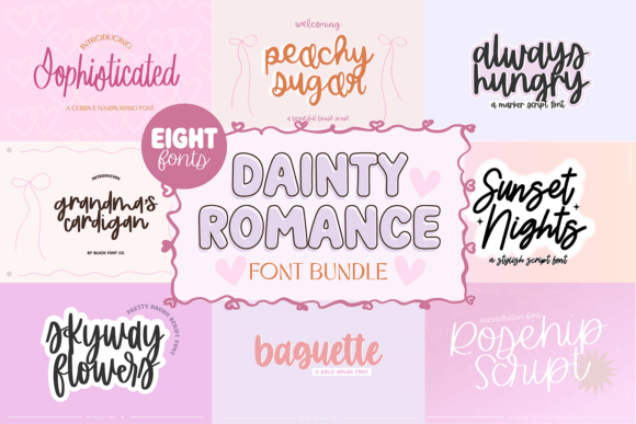 Dainty Romance Script Bundle: A Charming Typeface for Small Business Branding